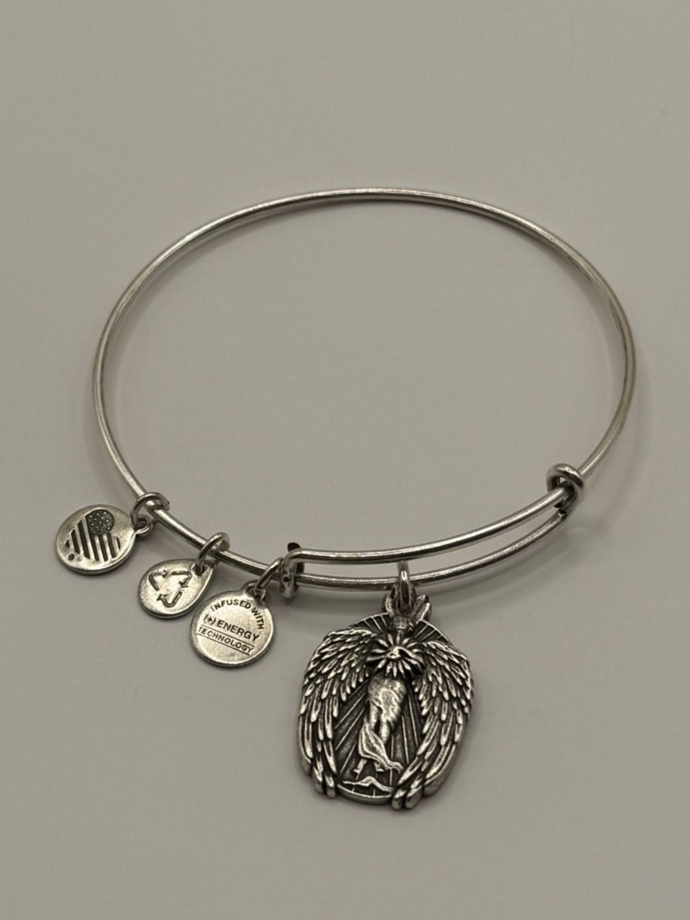 Alex and Ani Guardian of Knowledge Angel Bangle Bracelet Silver Tone